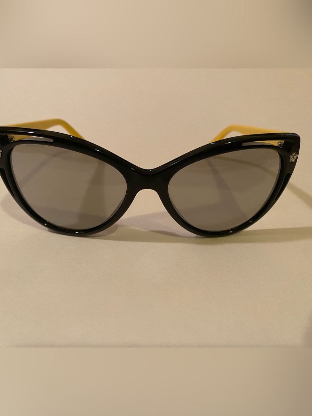 Vintage Versace Cat-Eye Black & Yellow Women's Sunglasses